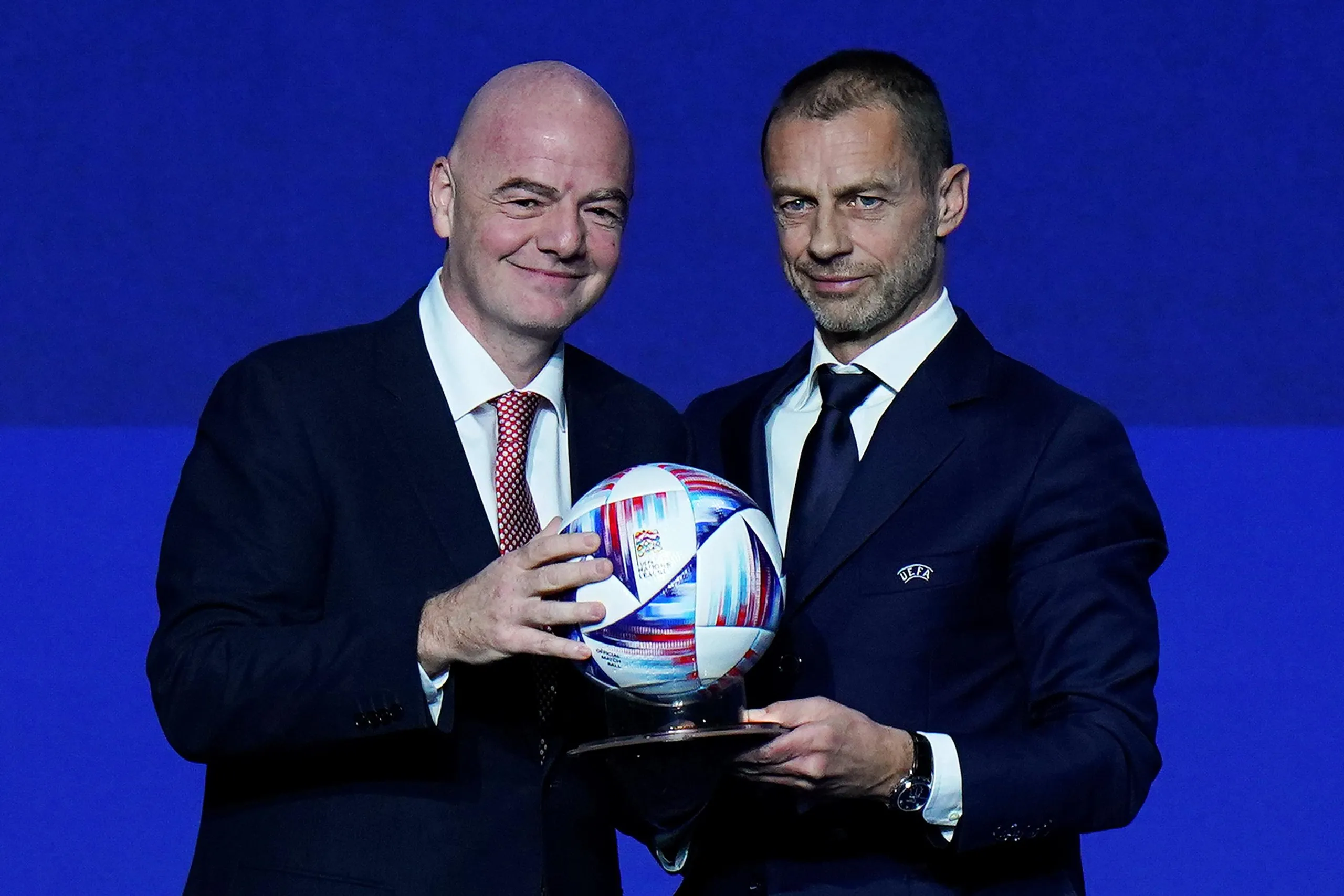 The president of Fifa, Gianni Infantino (left), and the president of Uefa, Aleksander Ceferin.