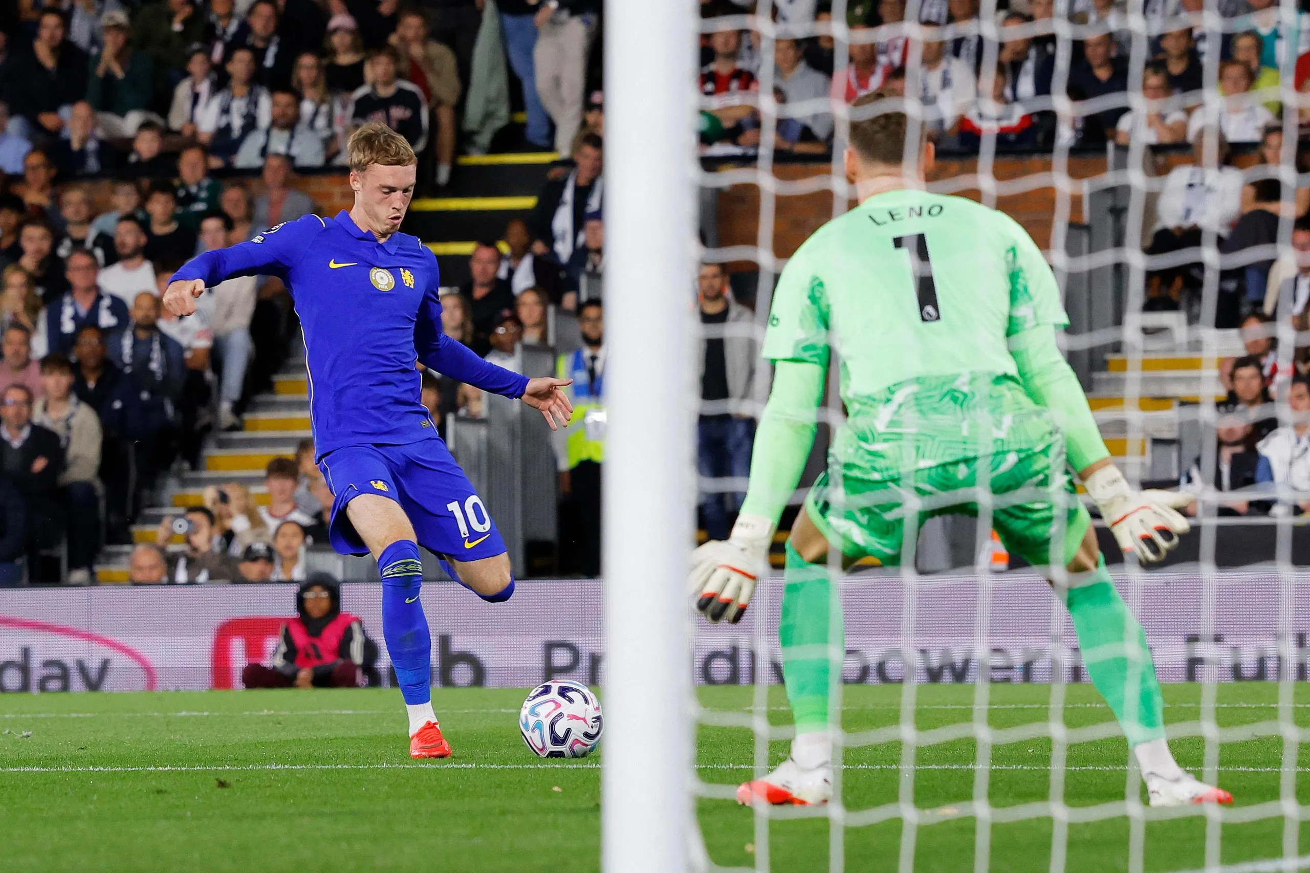 Cole Palmer of Chelsea scores his team’s third goal.