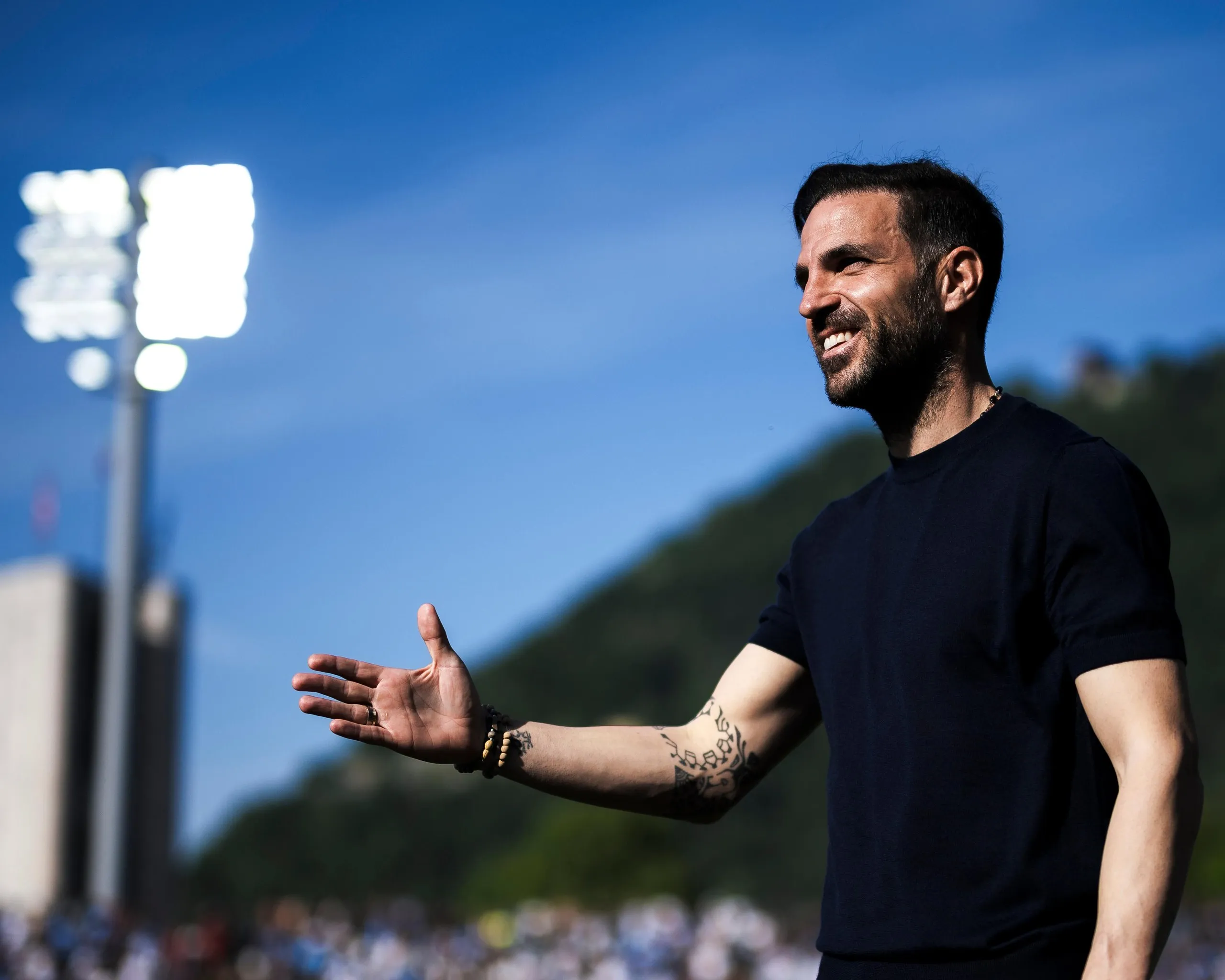 Cesc Fàbregas before Como’s recent Serie A match against Napoli at Stadio Giuseppe Sinigaglia.