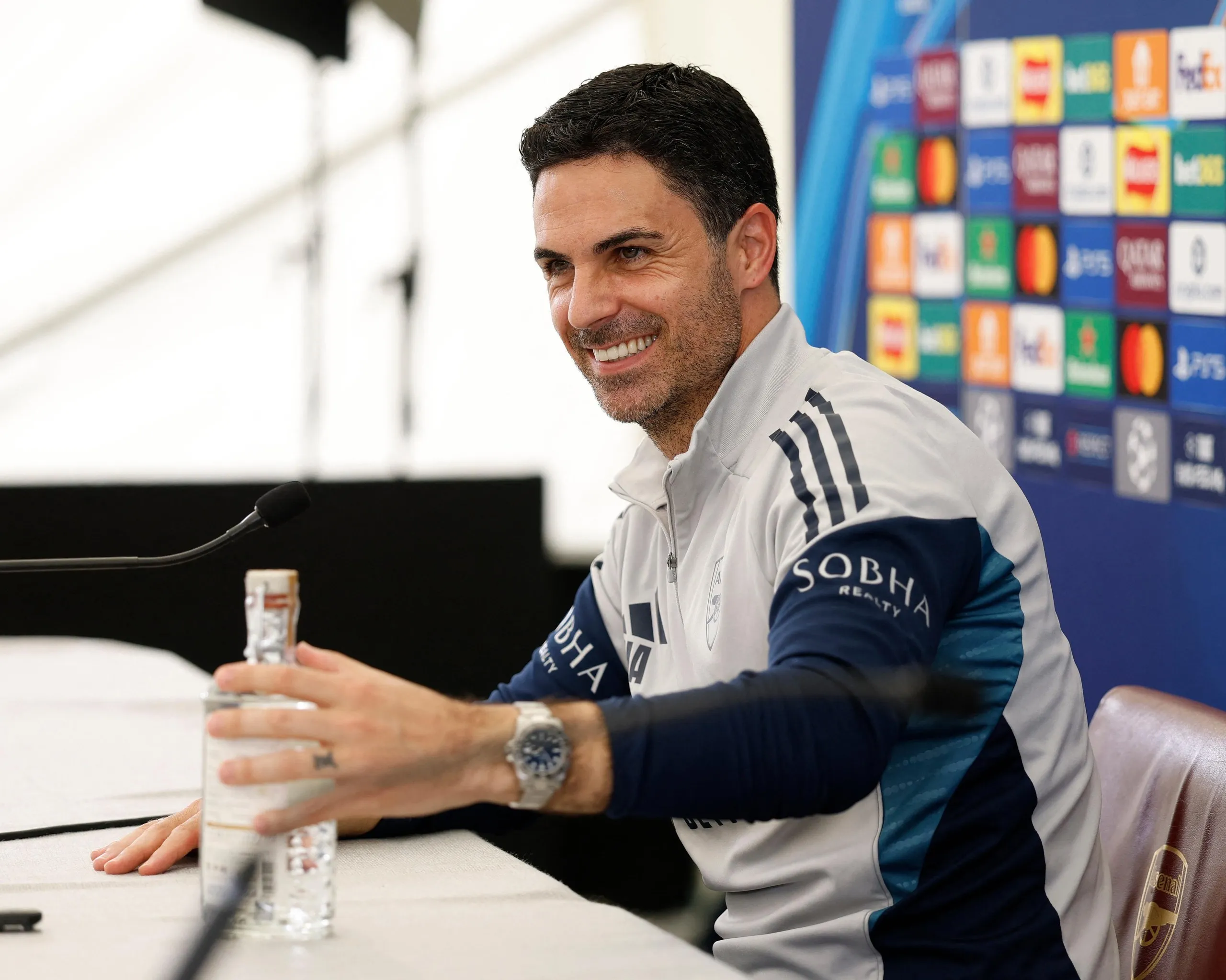 Mikel Arteta speaks at an Arsenal press conference