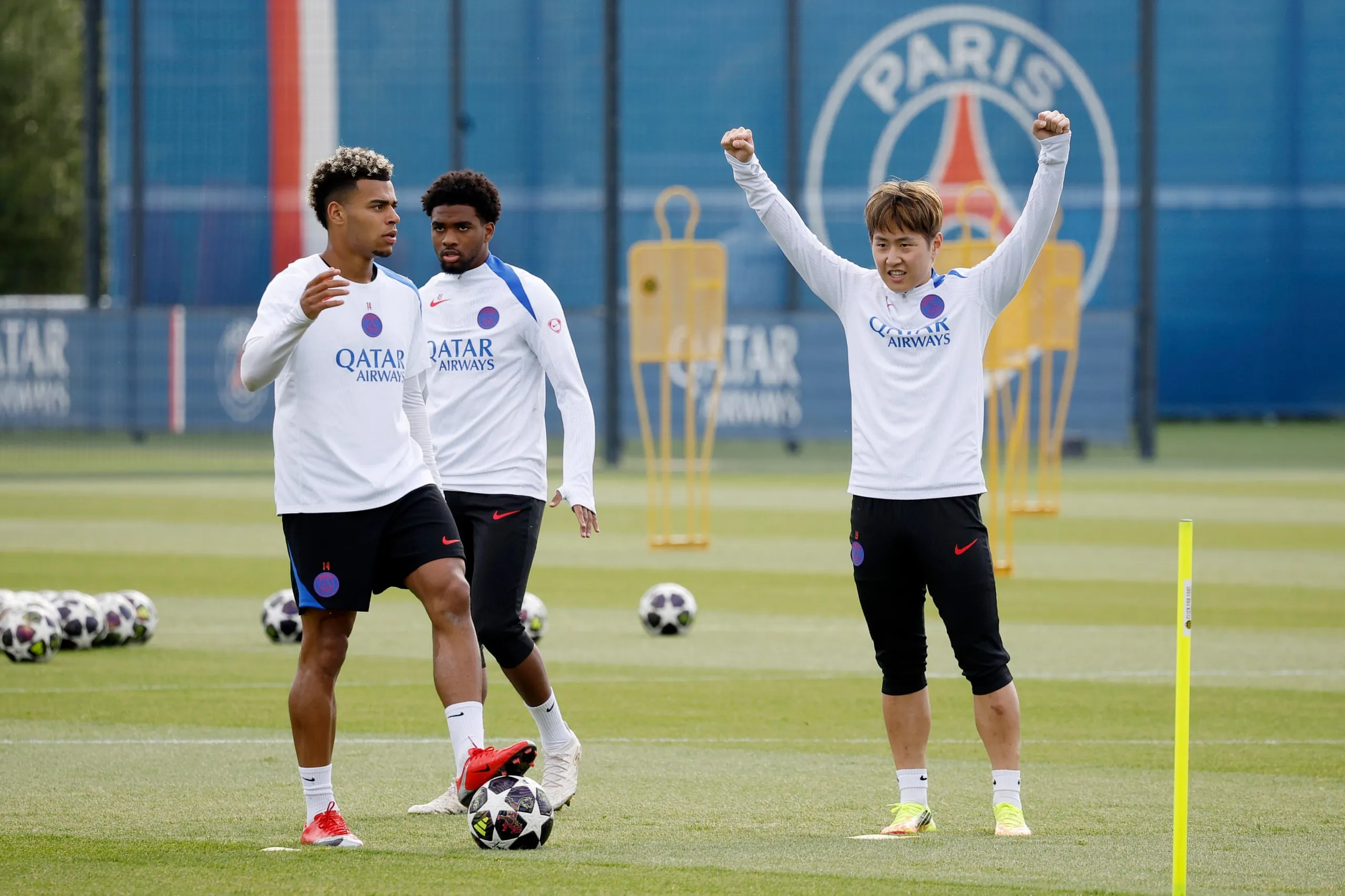 PSG players in training. 