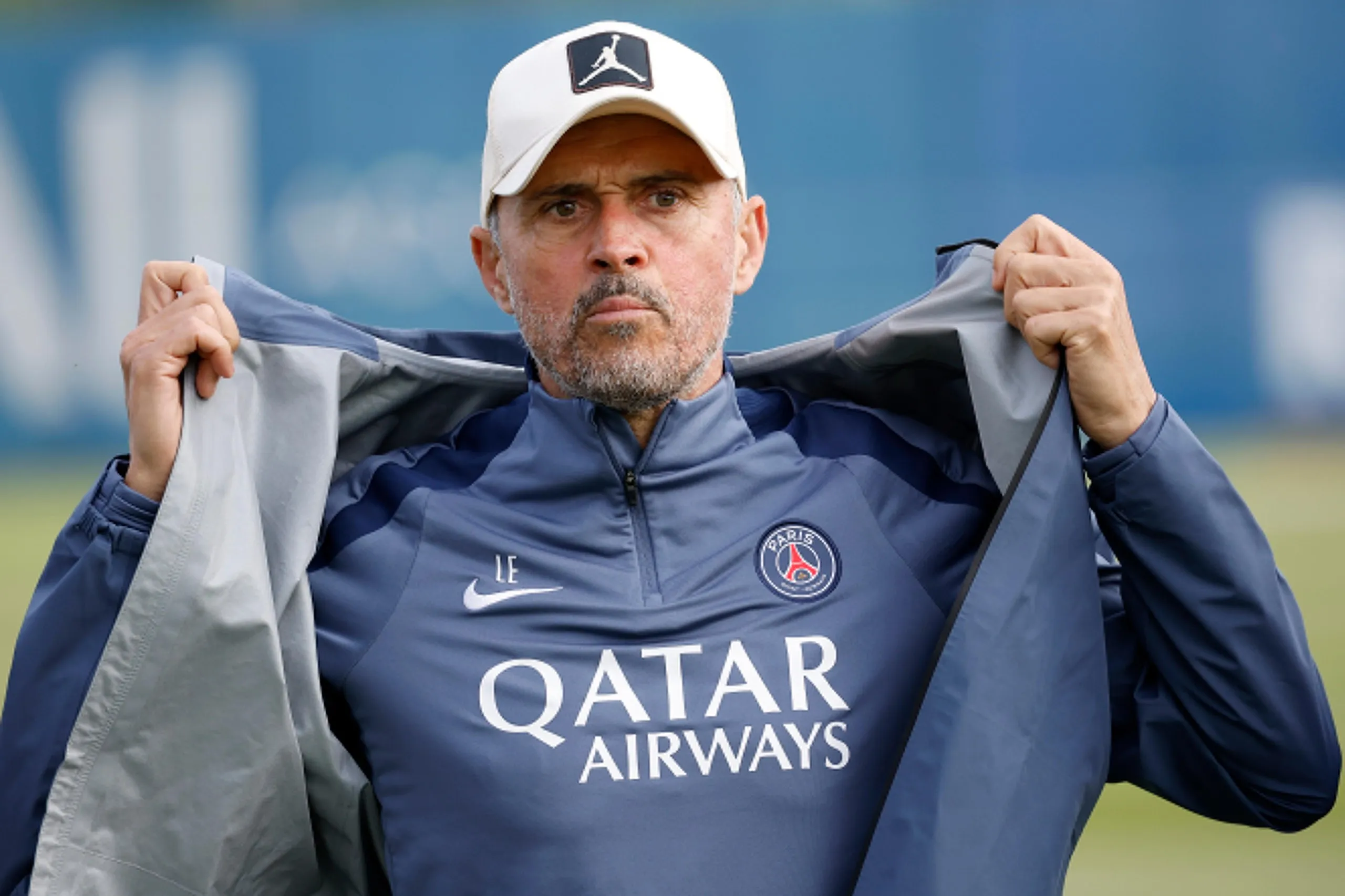 Luis Enrique on the training ground