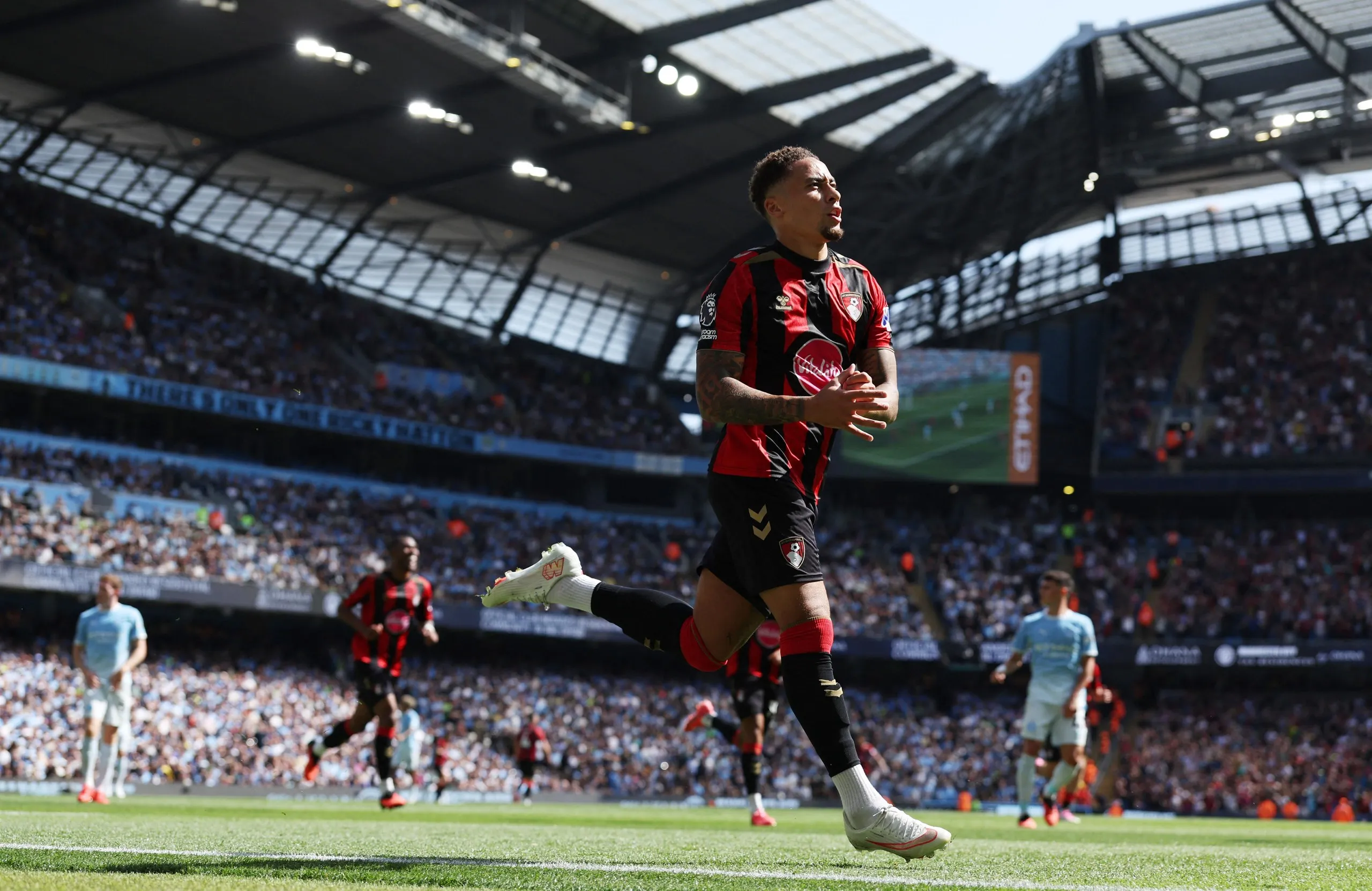 AFC Bournemouth’s Marcus Tavernier celebrates scoring their first goal.