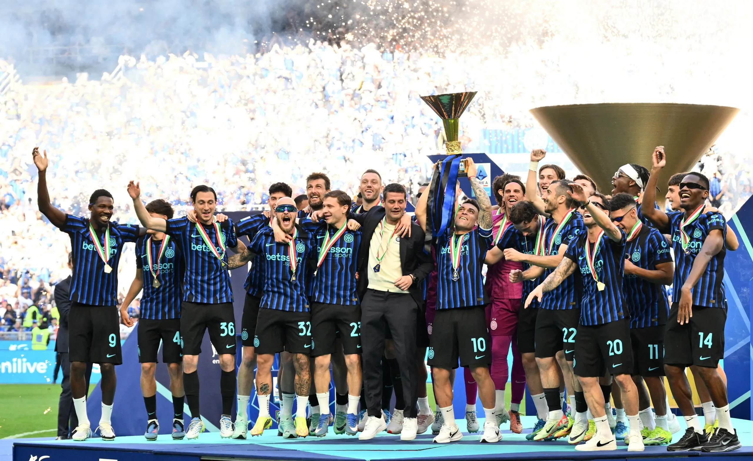 Inter celebrate their league title triumph.