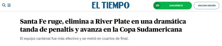“Santa Fe ruge”: Así tituló el medio El Tiempo
