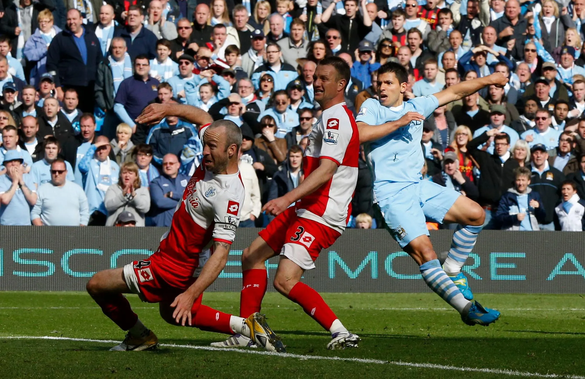 Sergio Agüero scores his title-winning goal in added time against Queens Park Rangers in May 2012