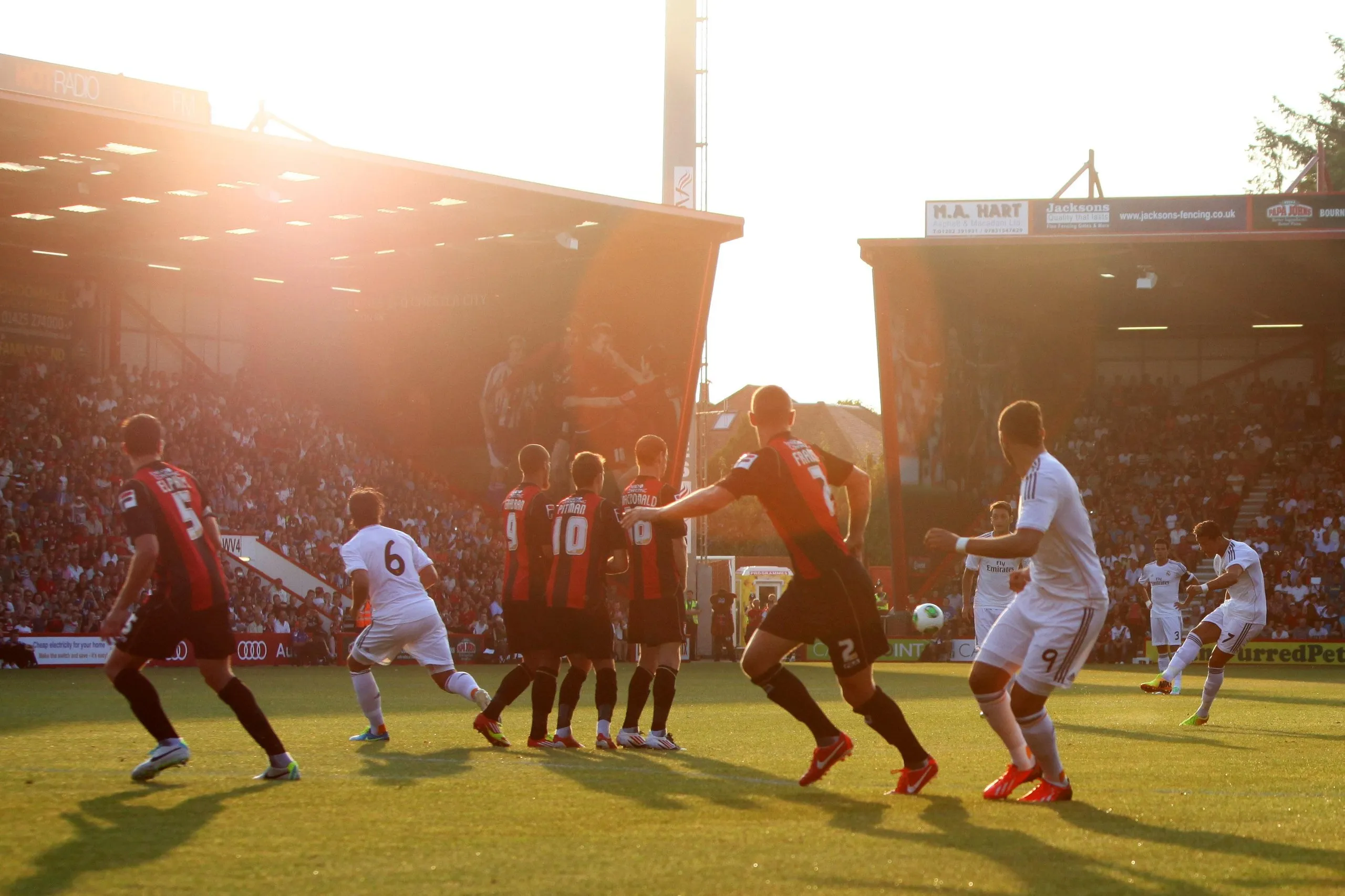 Bournemouth fans watch Cristiano Ronaldo take a free-kick for Real Madrid in 2013