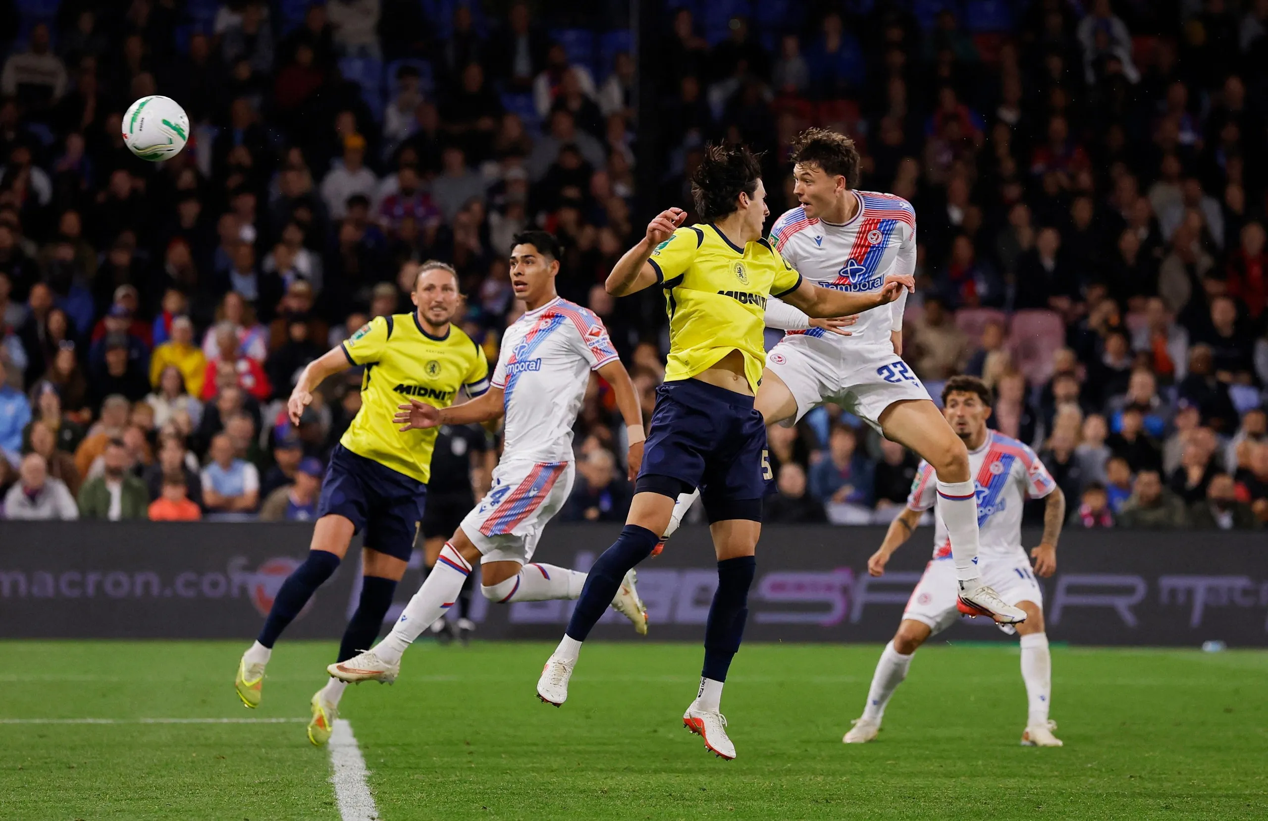 Jorgen Strand Larsen heads home to score his, and Crystal Palace’s, second goal.