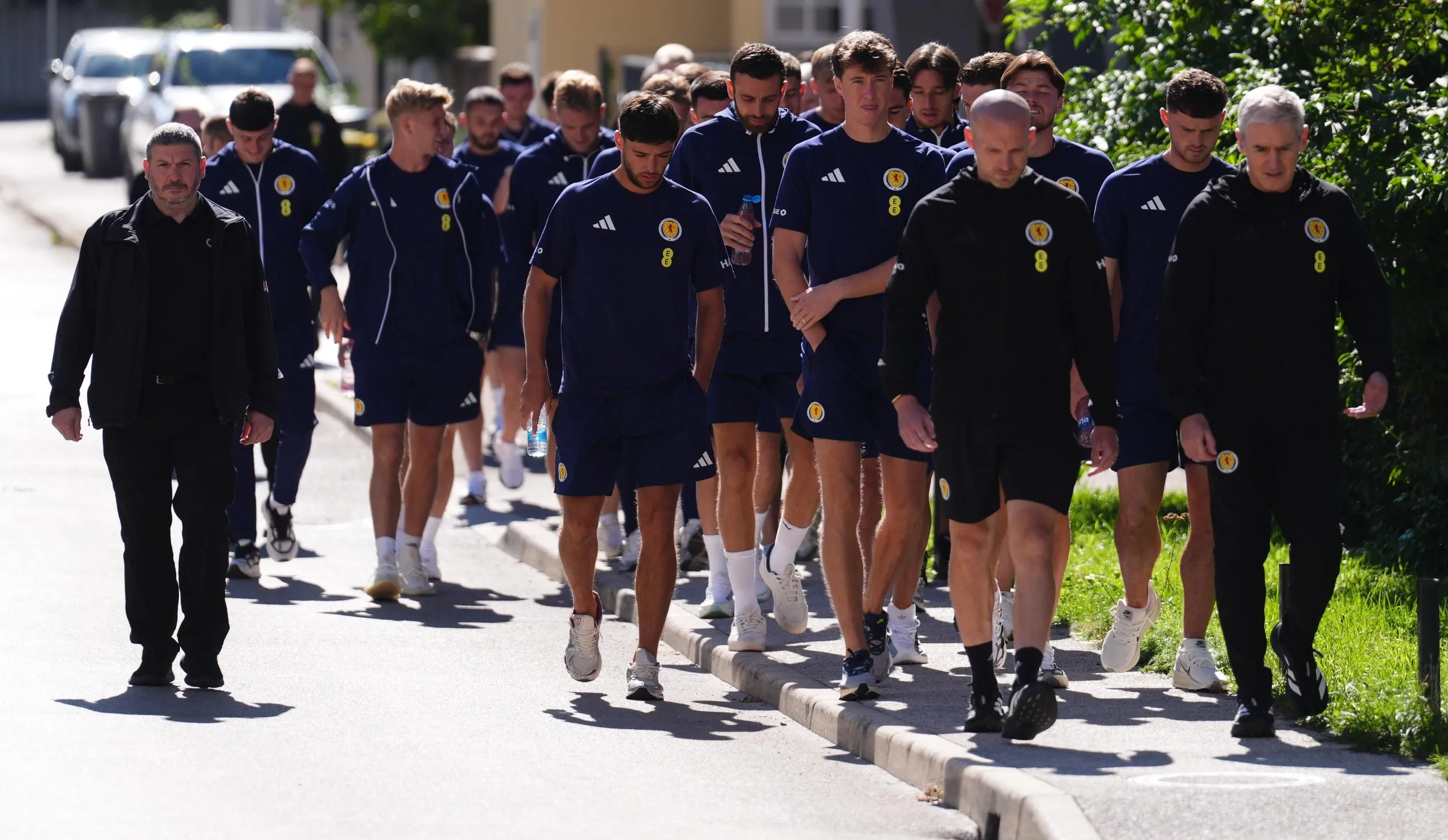 Scotland’s players enjoying a morning stroll in Ljubljana earlier today.
