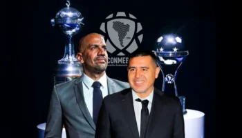 Verón et Riquelme au siège de la Conmebol avant les demi-finales