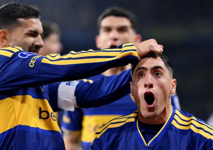 El festejo de Merentiel, Paredes y todo Boca. REUTERS/Rodrigo Valle