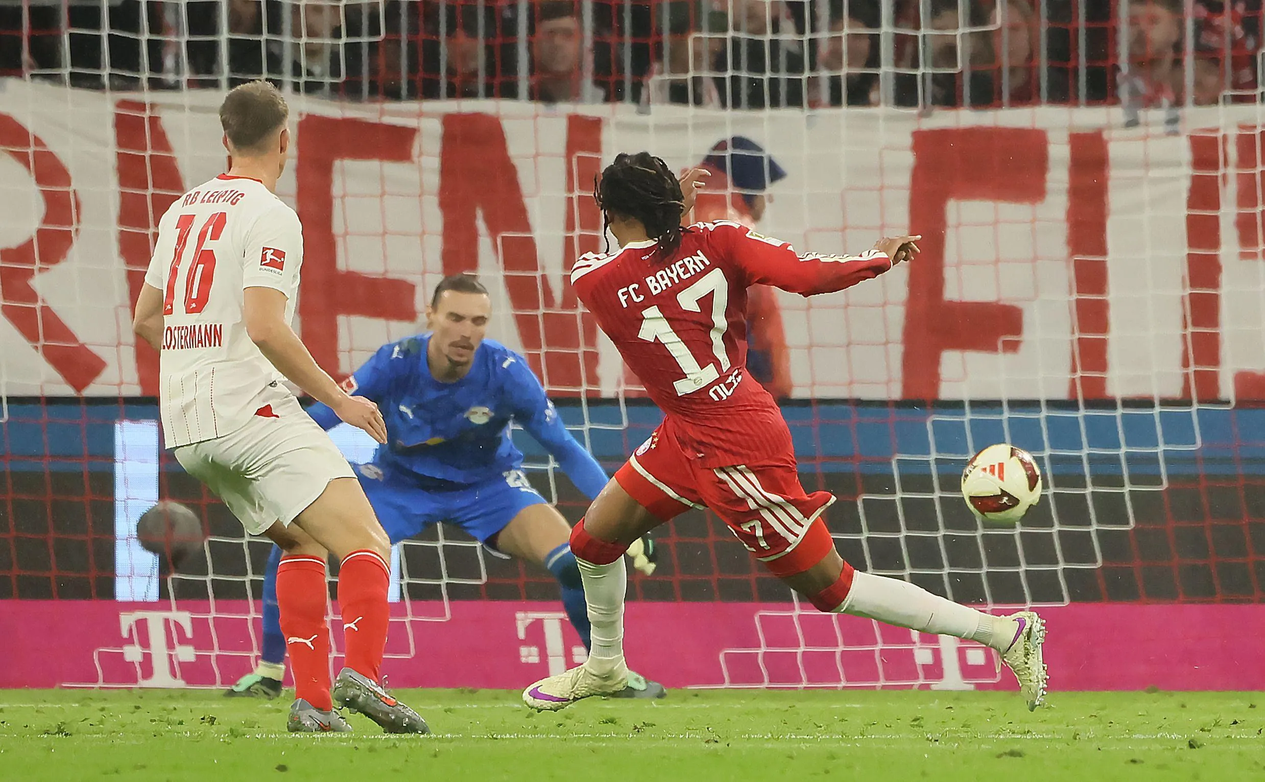 Michael Olise scores against RB Leipzig