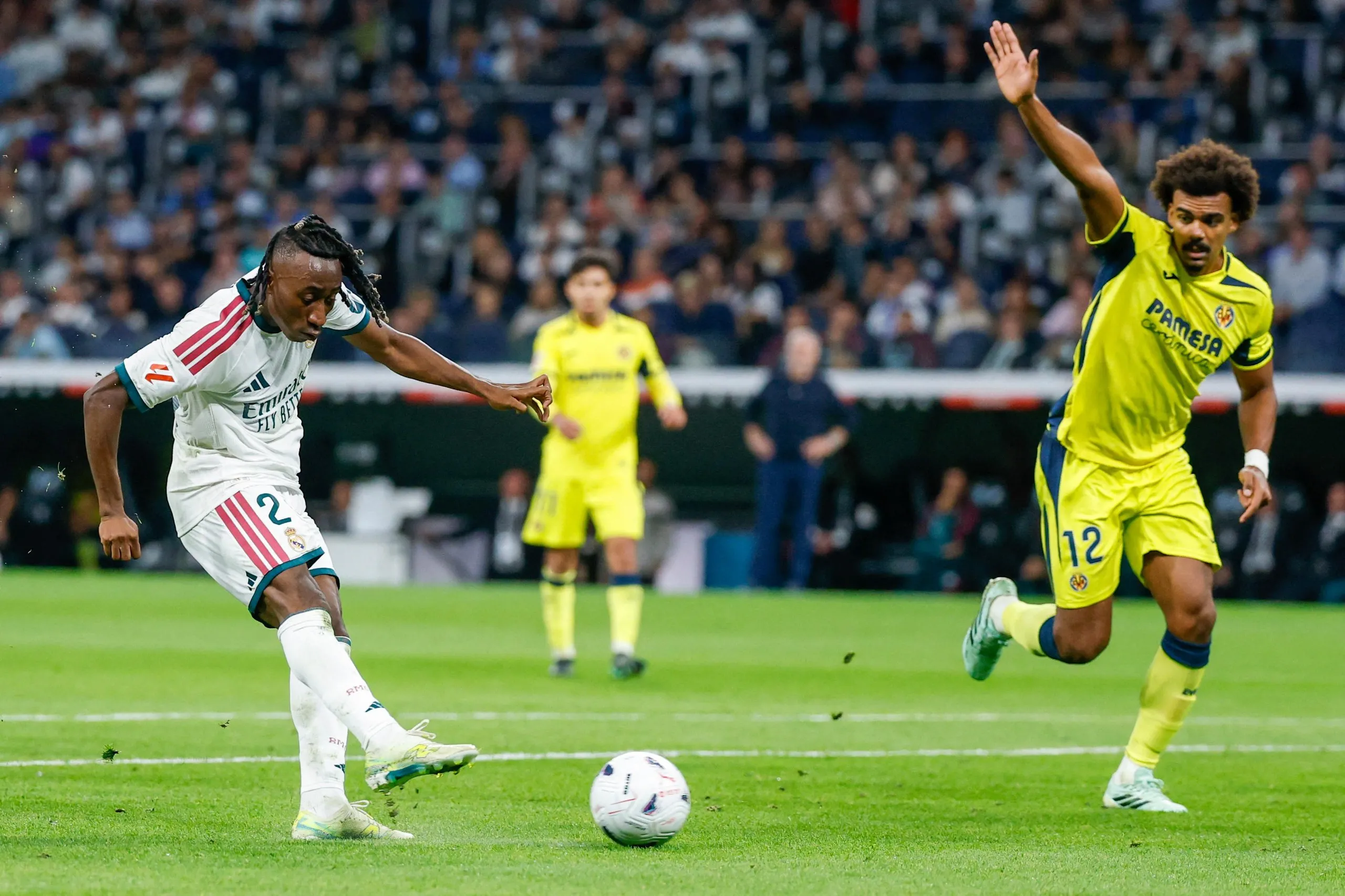 Yan Diomande scores the only goal of the game at the Bernabéu.