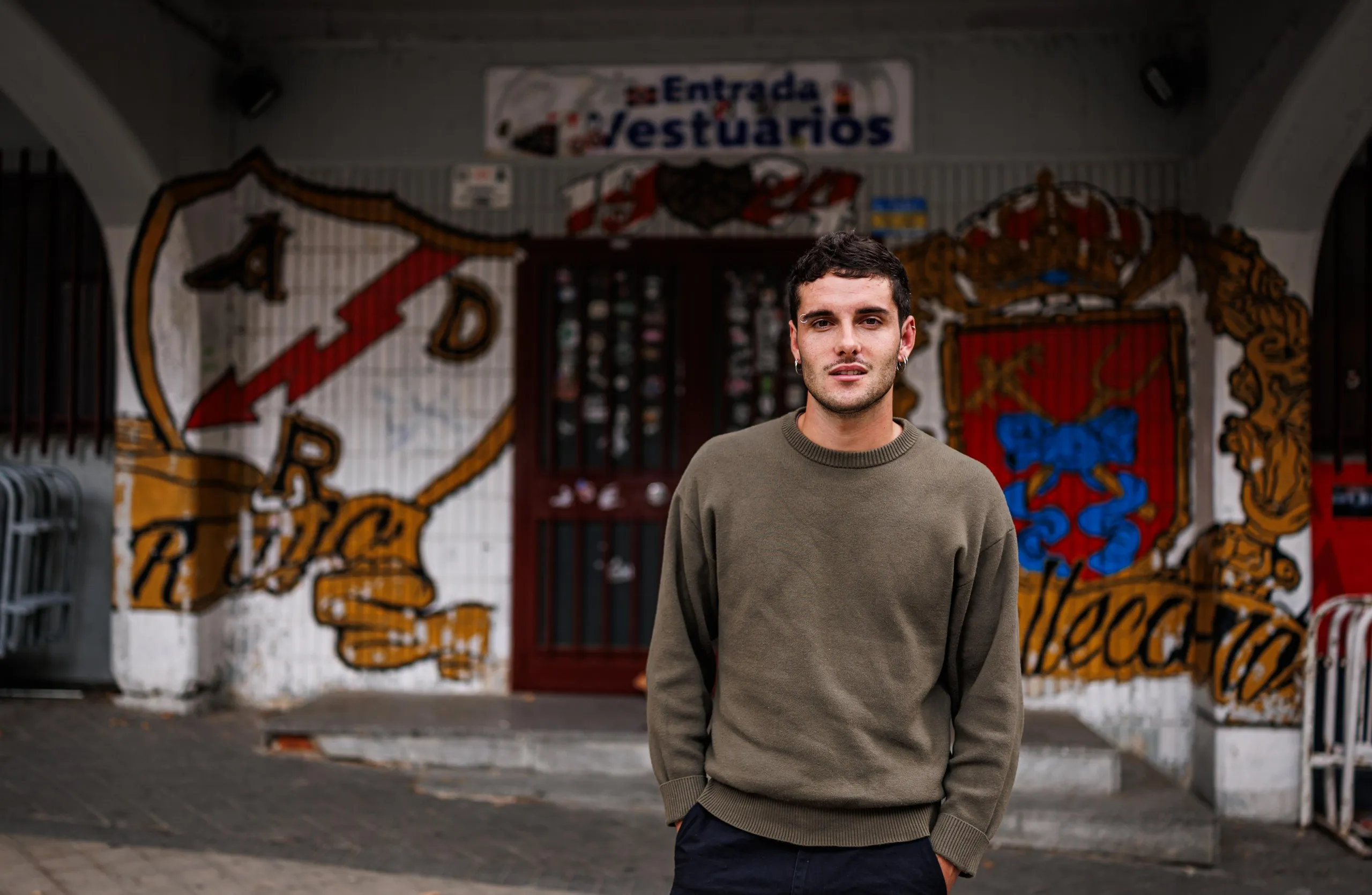Sergio Camello at the door to Rayo Vallecano’s Vallecas ground