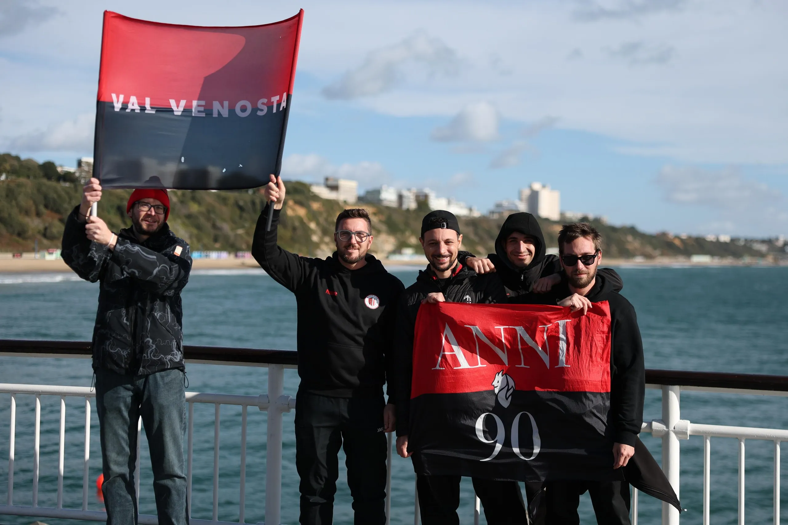 Milan fans on Bournemouth pier