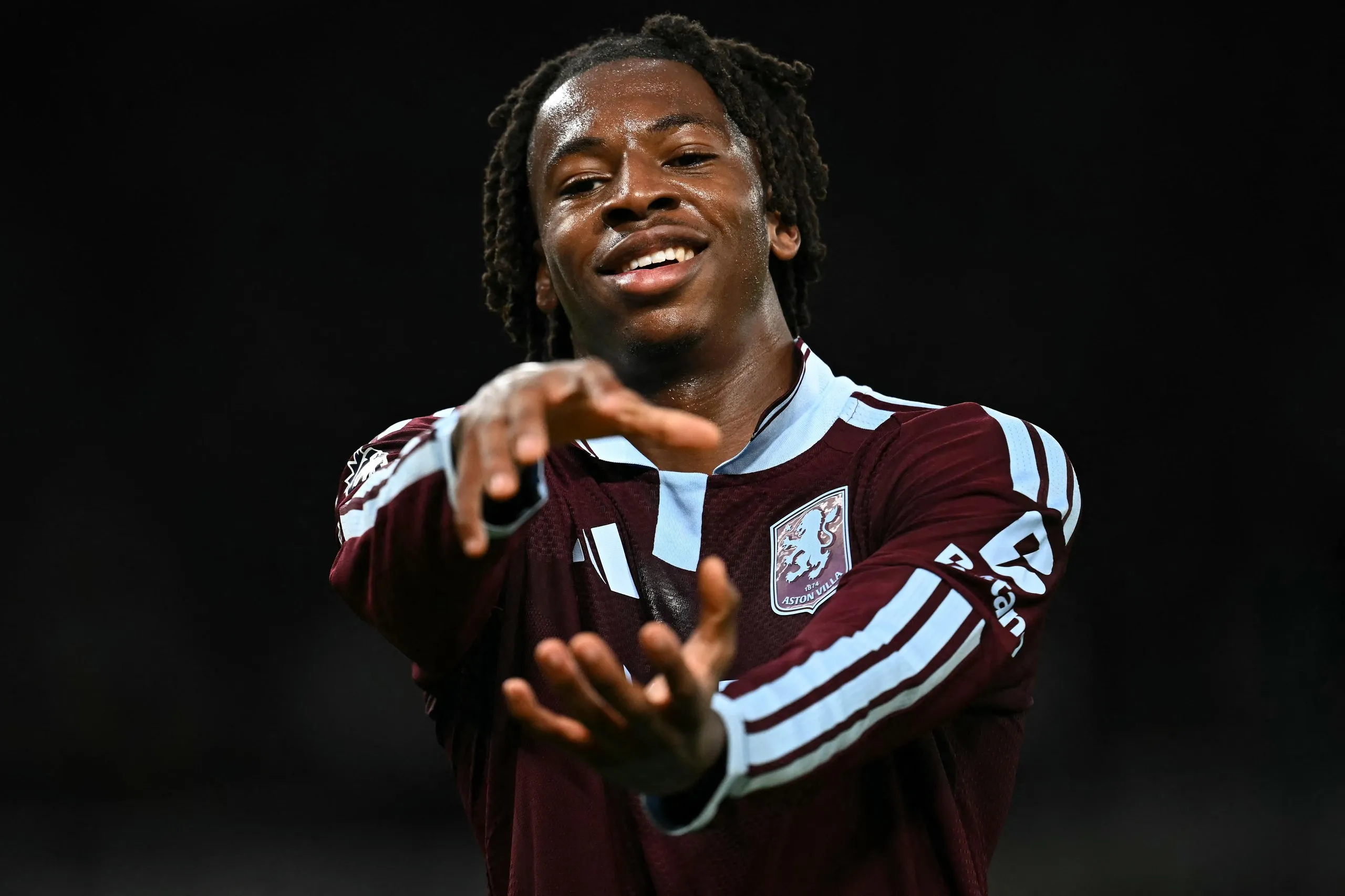 Johan Manzambi strikes a pose after scoring the winner