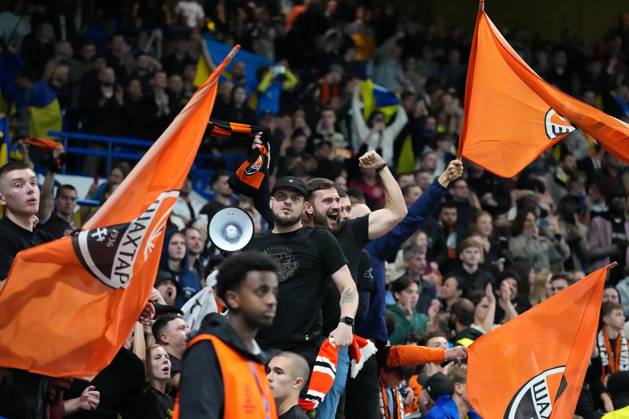Shakhtar Donetsk fans at Stamford Bridge.