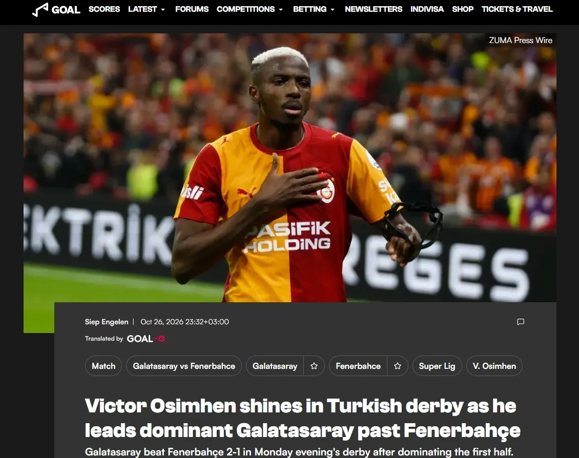 Dış basın Galatasaray-Fenerbahçe derbisini konuşuyor!